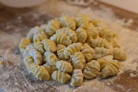 pasta Fresh gnocchi being prepared.