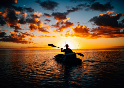 Kayaking at sunset